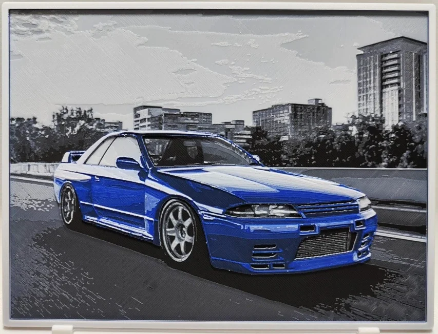 3D Printed Hueforge Nissan R32 Skyline GTR – 20x15cm Multicolour Car Art Print