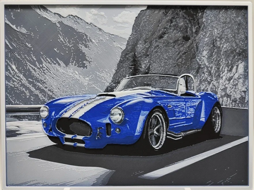 3D Printed Hueforge Shelby Cobra 427 Picture – 20x15cm Multicolour Car Art Print