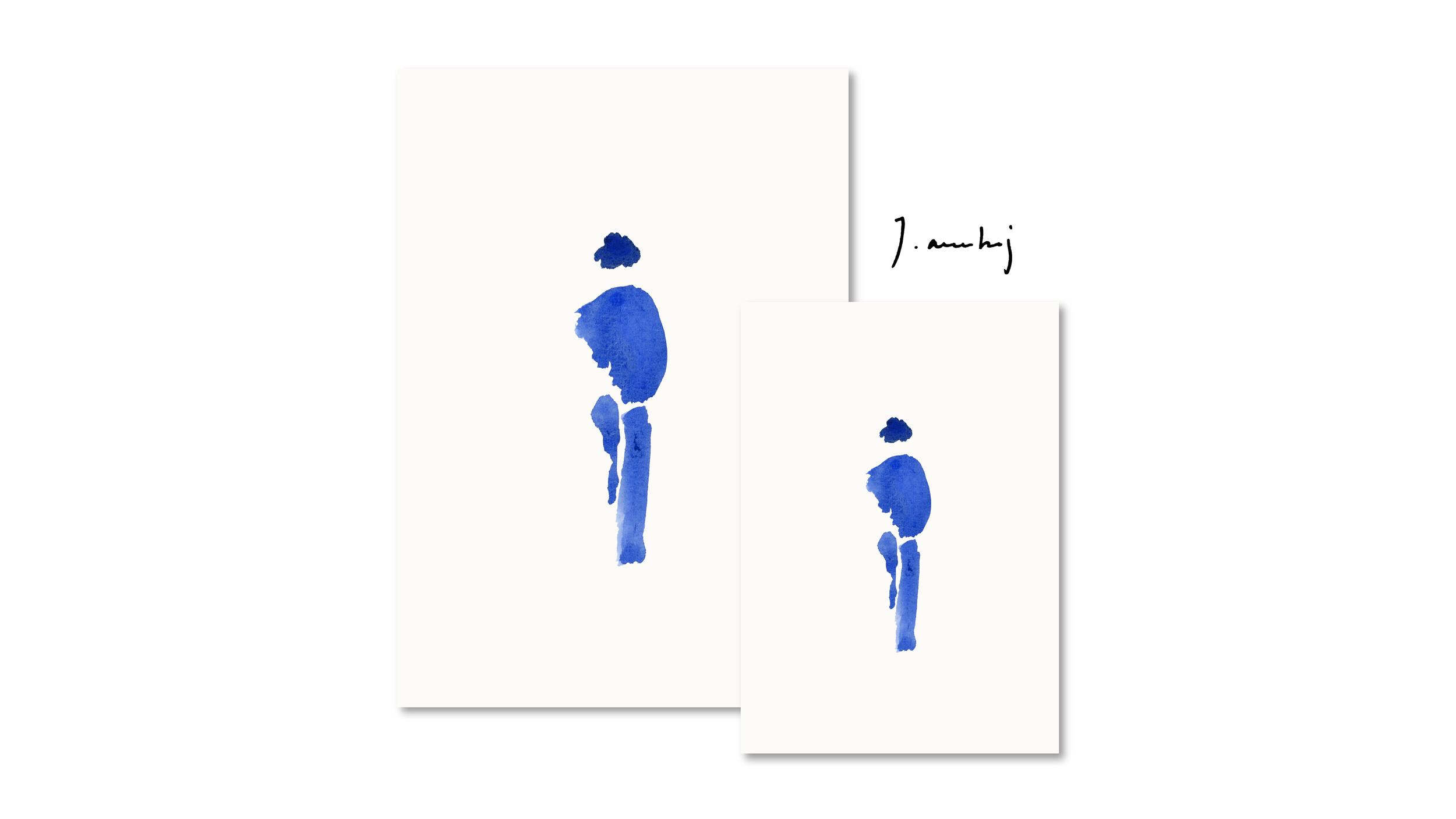 illustration personne marchant de dos , bleu
