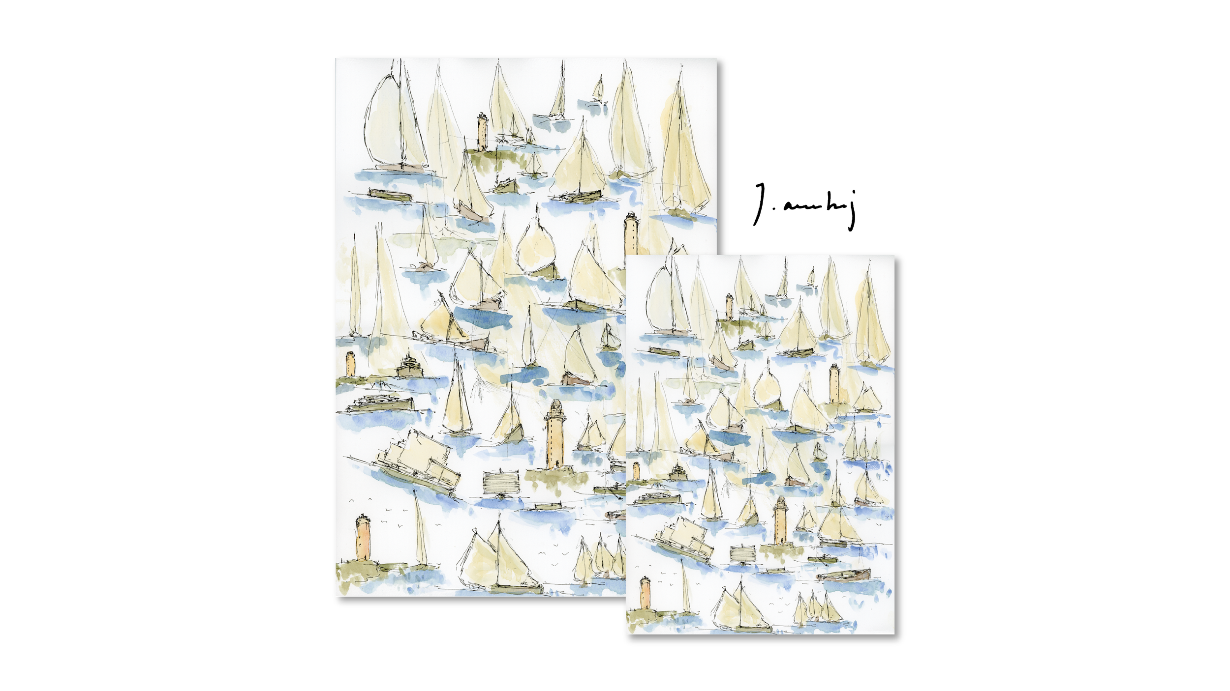 dessin bateaux superposés
