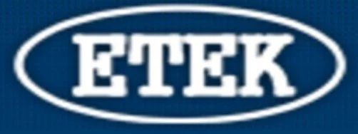 ETEK logo with white text inside an oval on a dark background.