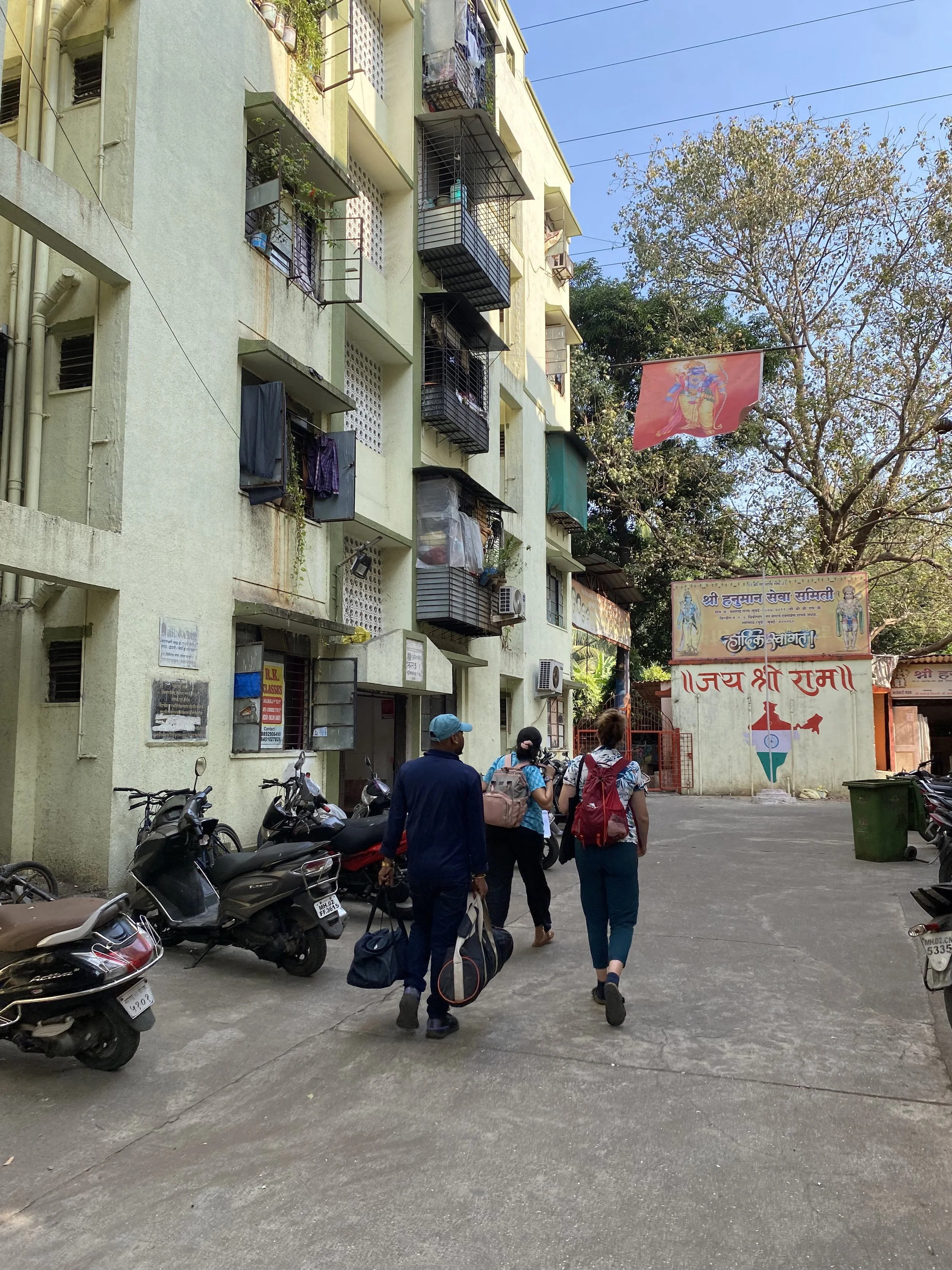 Lagori Collective researchers walking through a residential neighbourhood in India during field research for a project on cultural representation in AI image generation, in collaboration with Google and YouTube.