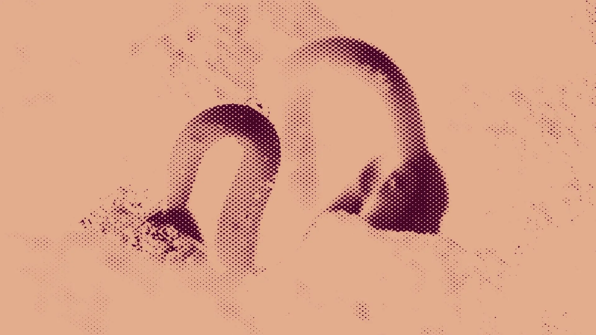 Close-up of a person's face in a halftone style, featuring blond hair, blue eyes, and wearing a red headband.