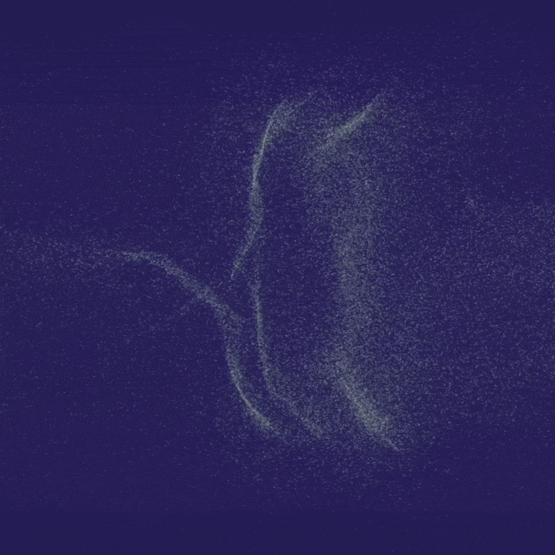 Animated particles drifting across a deep navy background, used as the visual introduction to Notes from In Between, Lagori Collective's ongoing writing and reflection space on futures, research, and practice.