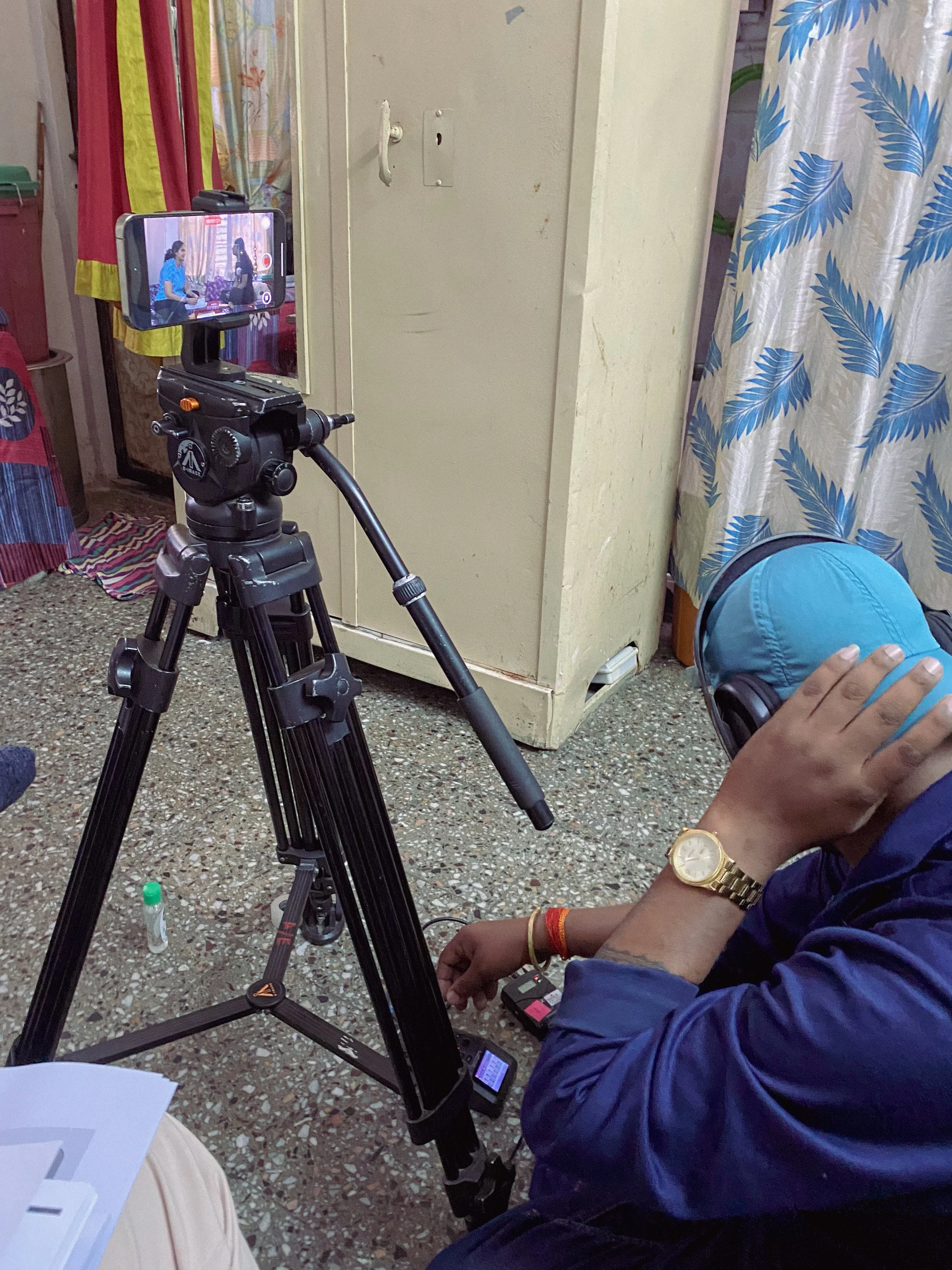Researcher operating a camera during a filmed field research session in India for the Responsible AI project by Lagori Collective with Google, YouTube, and Studio Into on cultural identity representation.