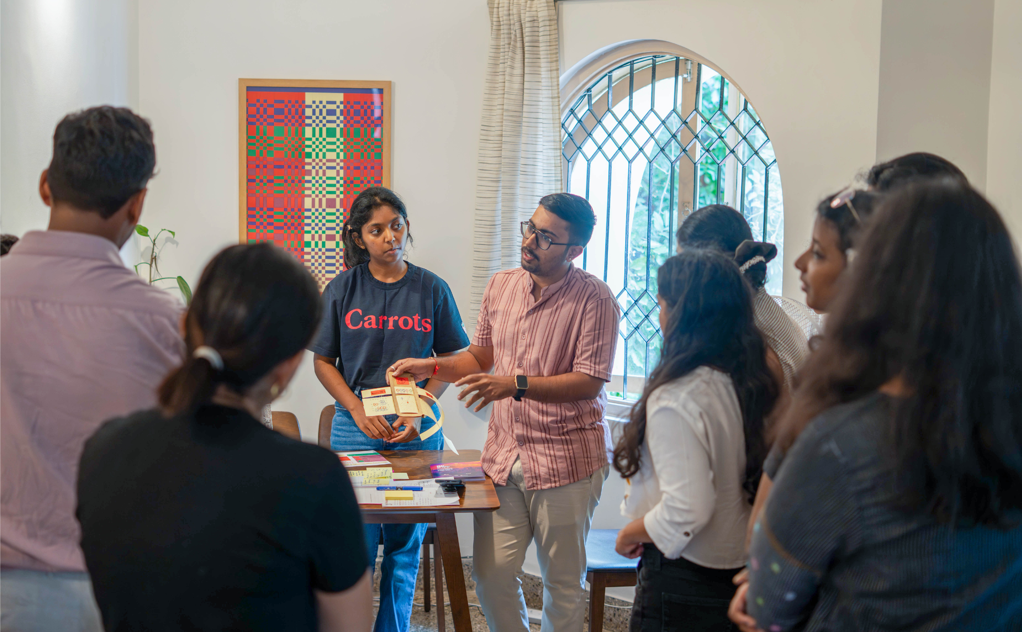 Participants presenting a speculative prototype during Heat Futures at 78°E by Lagori Collective and Good Life X, part of a futures process exploring urban heat adaptation in South Asia.