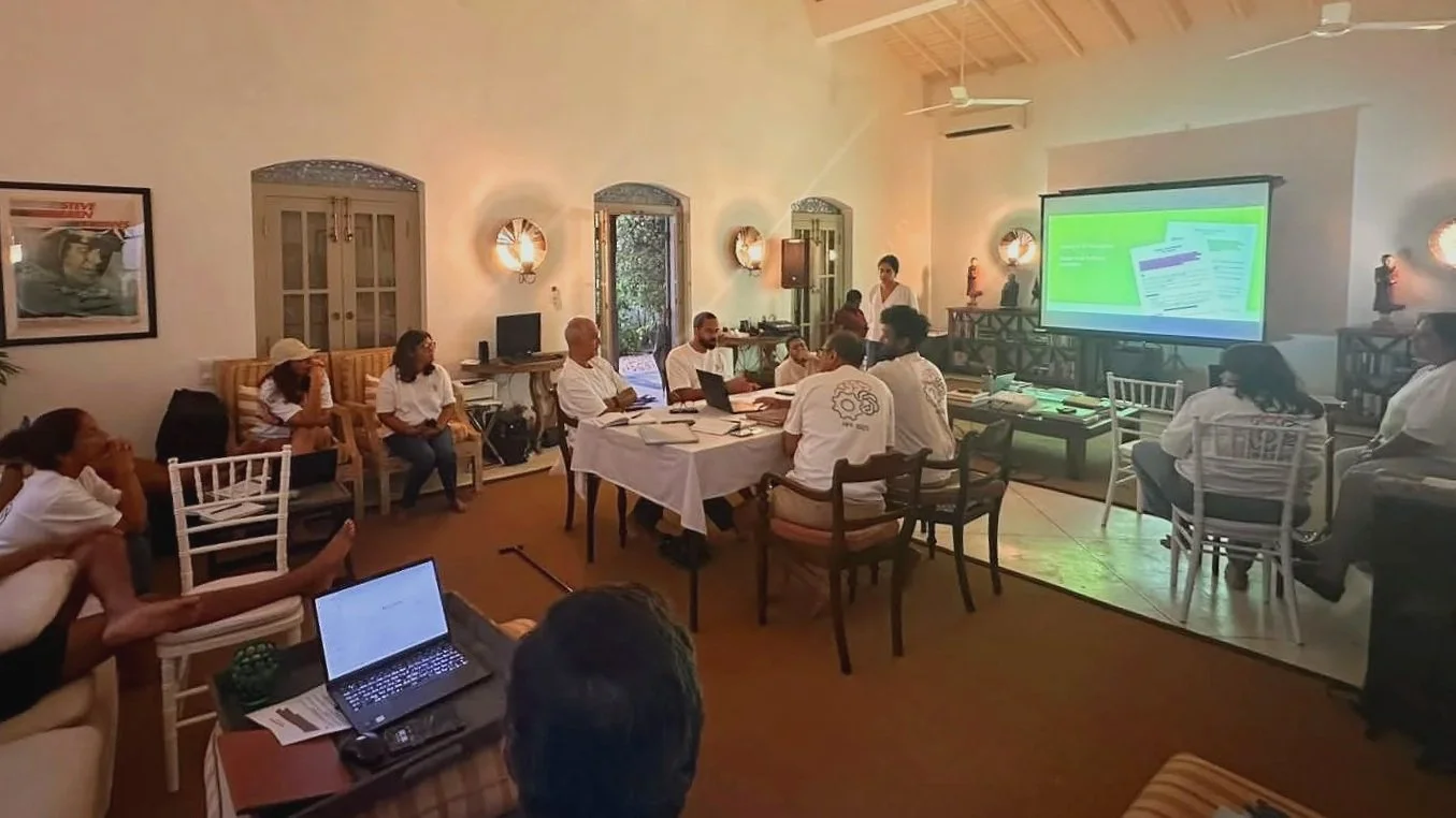 Multigenerational workshop session during the Work. Life. AI. retreat facilitated by Lagori Collective for the Hemas family, exploring ethical engagement with AI tools through scenario-based discussion.