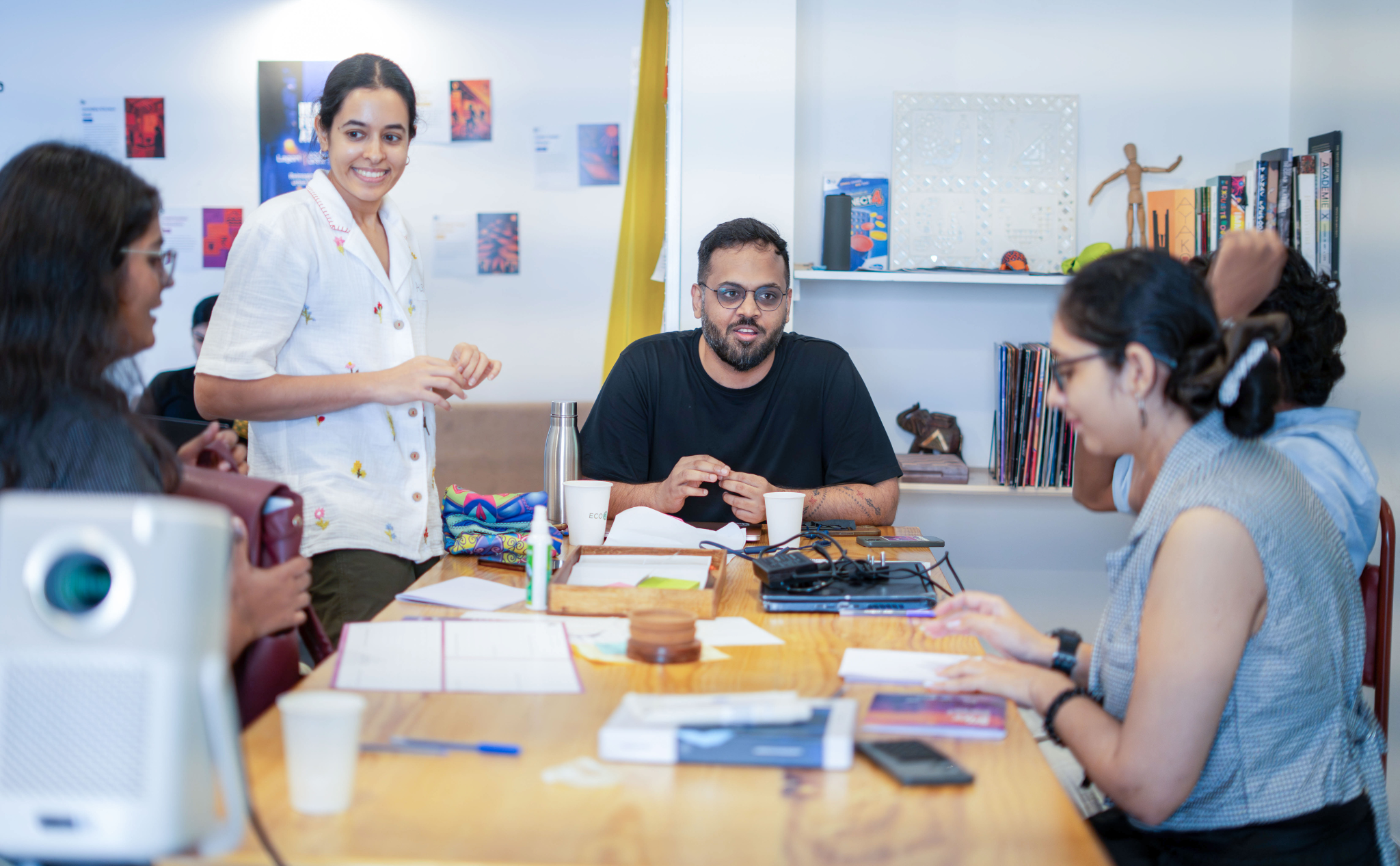 Researchers and practitioners in discussion at Lagori Collective's community space in Bengaluru during a Heat Futures at 78°E workshop session with Good Life X and British Council.