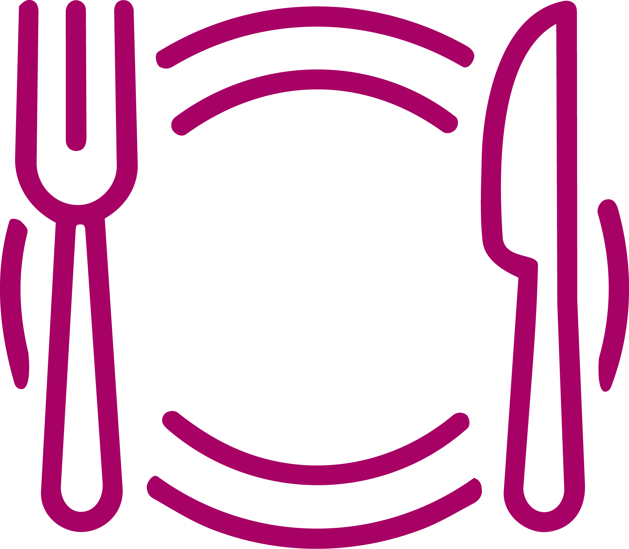 Logo color violet avec lettres stylisées formant un dessin abstrait.