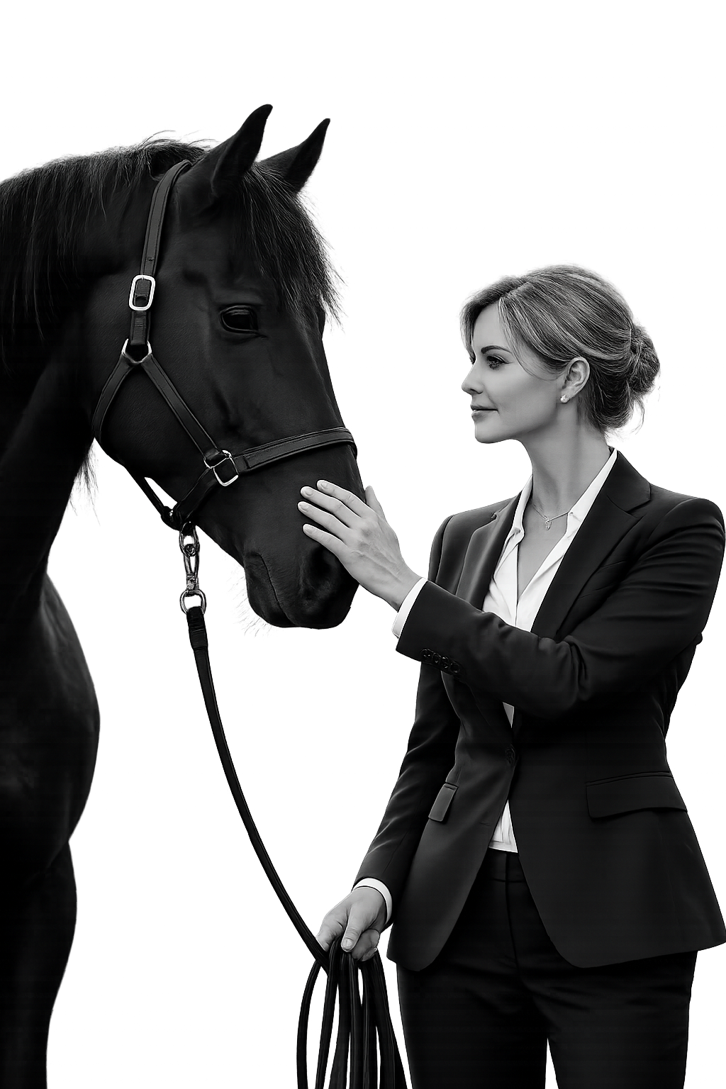 Femme professionnelle et cheval noir.png
