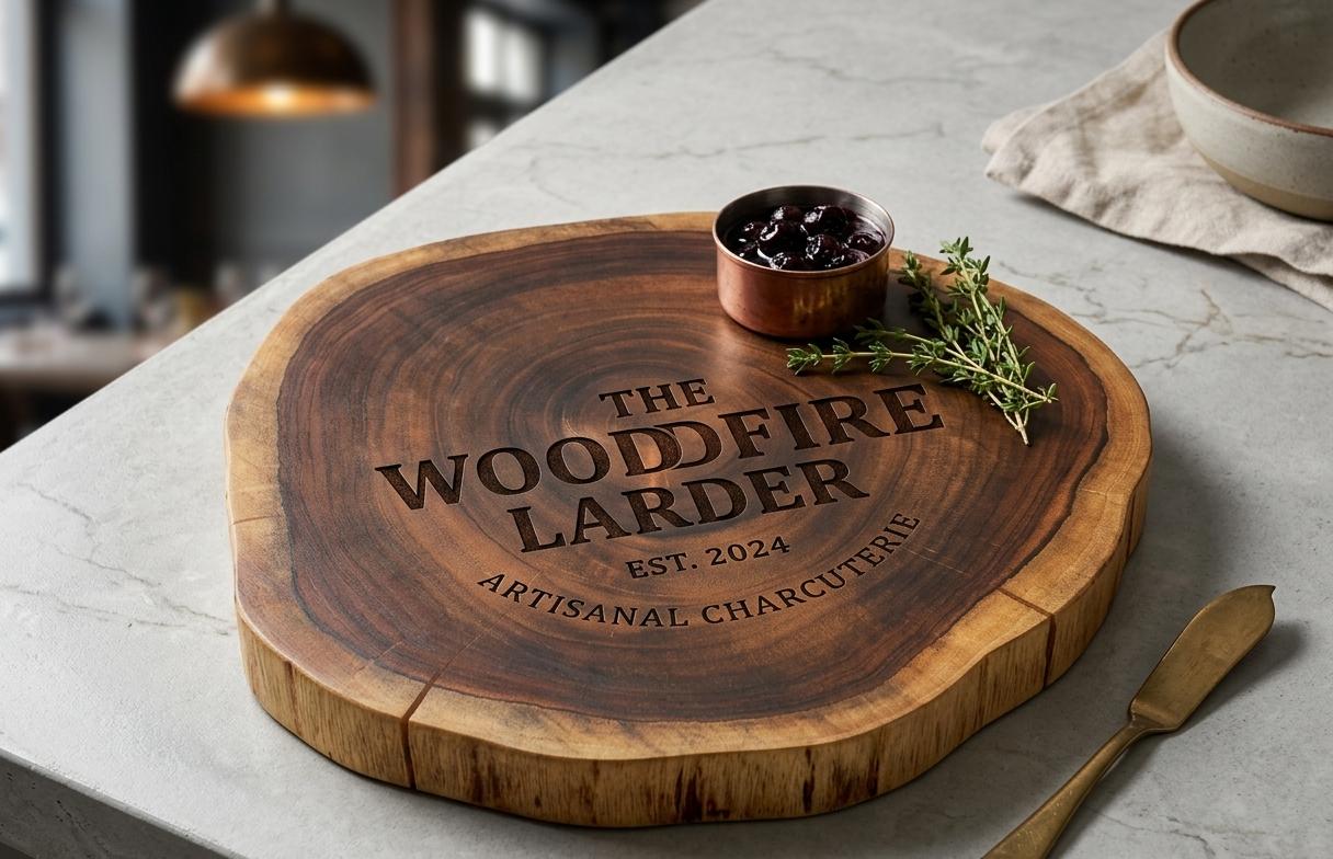 Custom Engraved Wooden Serving Board - 32cm Diameter