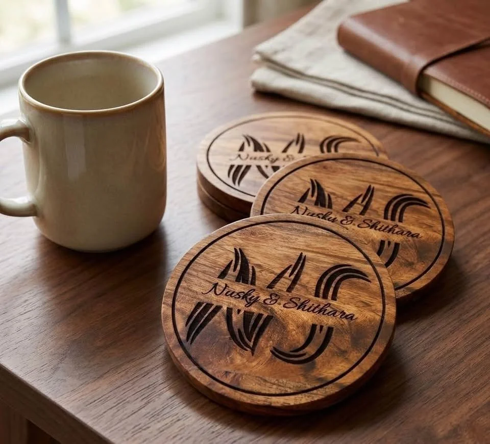 Set of 4 wooden coasters