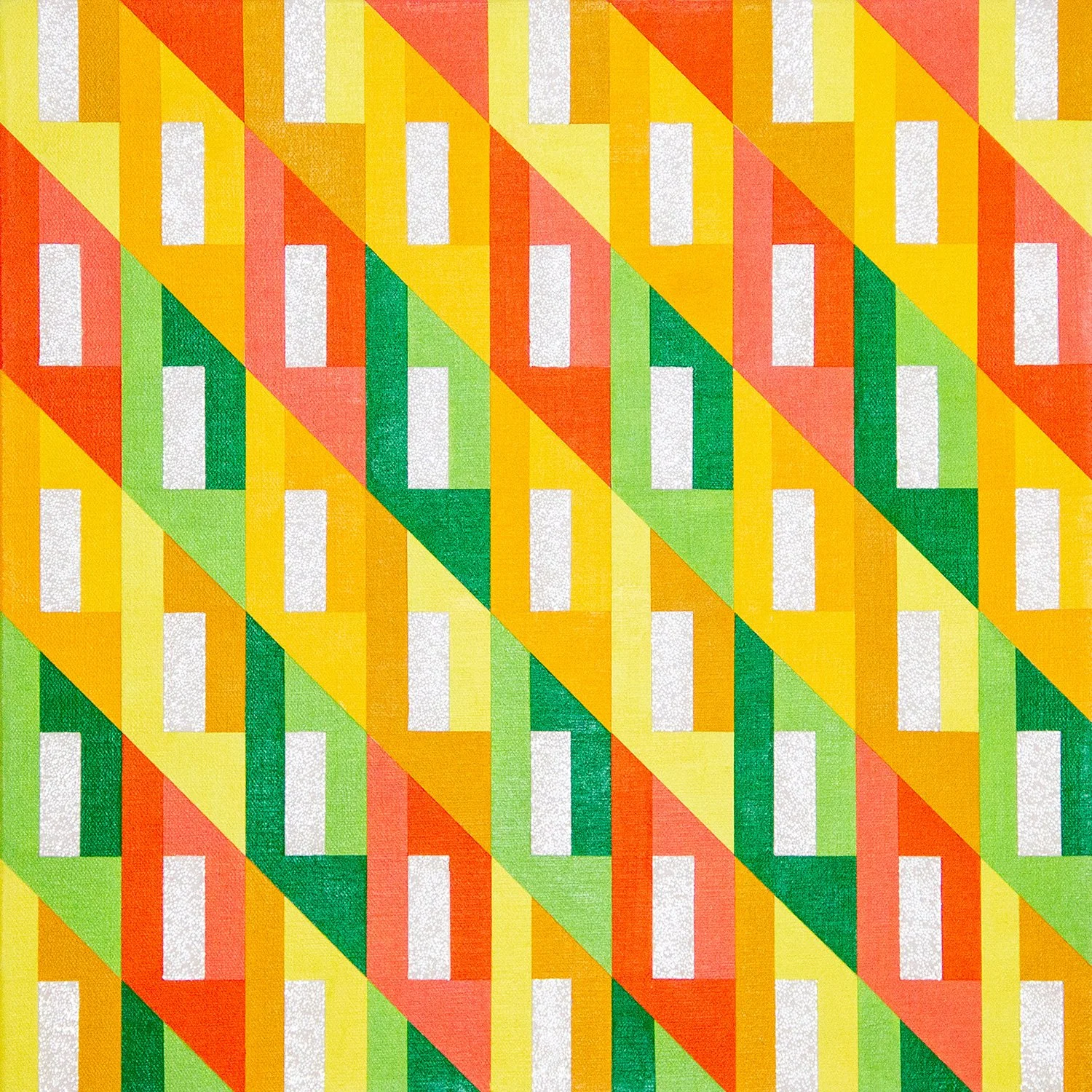 Diagonal: 18 x 18 inches; acrylic, beaded glass on canvas