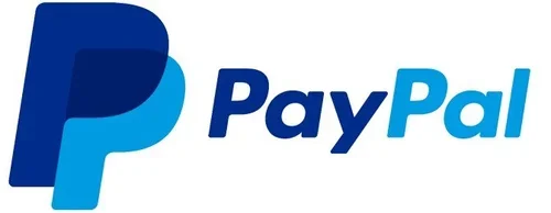 PayPal logo with a stylized 'P' and 'PayPal' text in blue