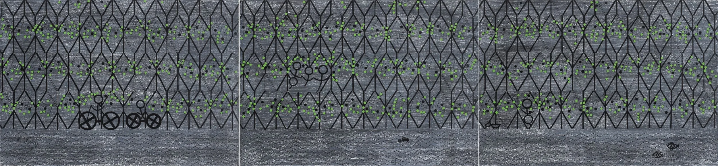 버들 따라 Along Willows_2020_50x72.7cmx3