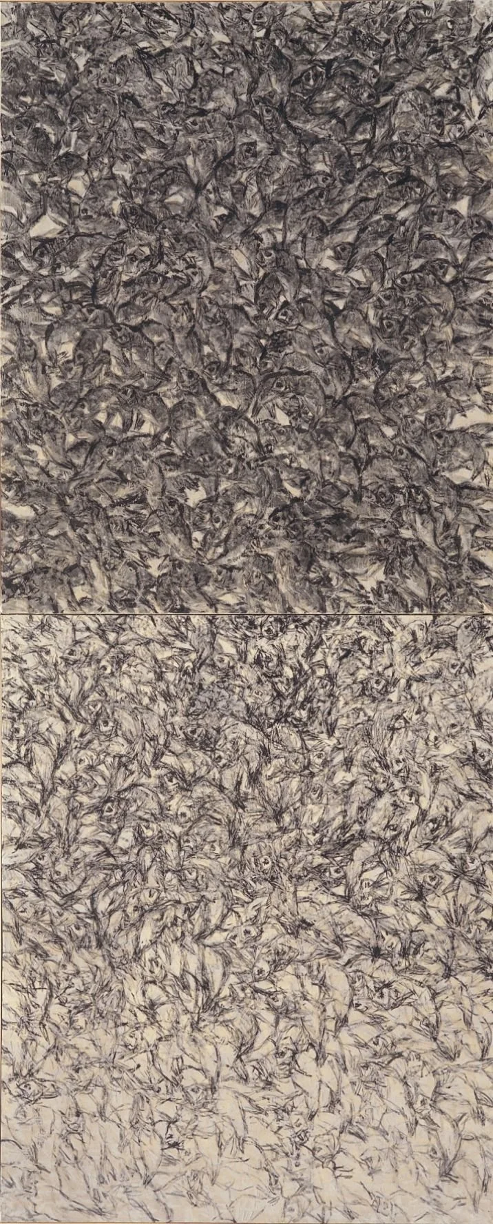 군(群) The Cluster_1997_Ink and Earth on Korean paper_320x130cm
