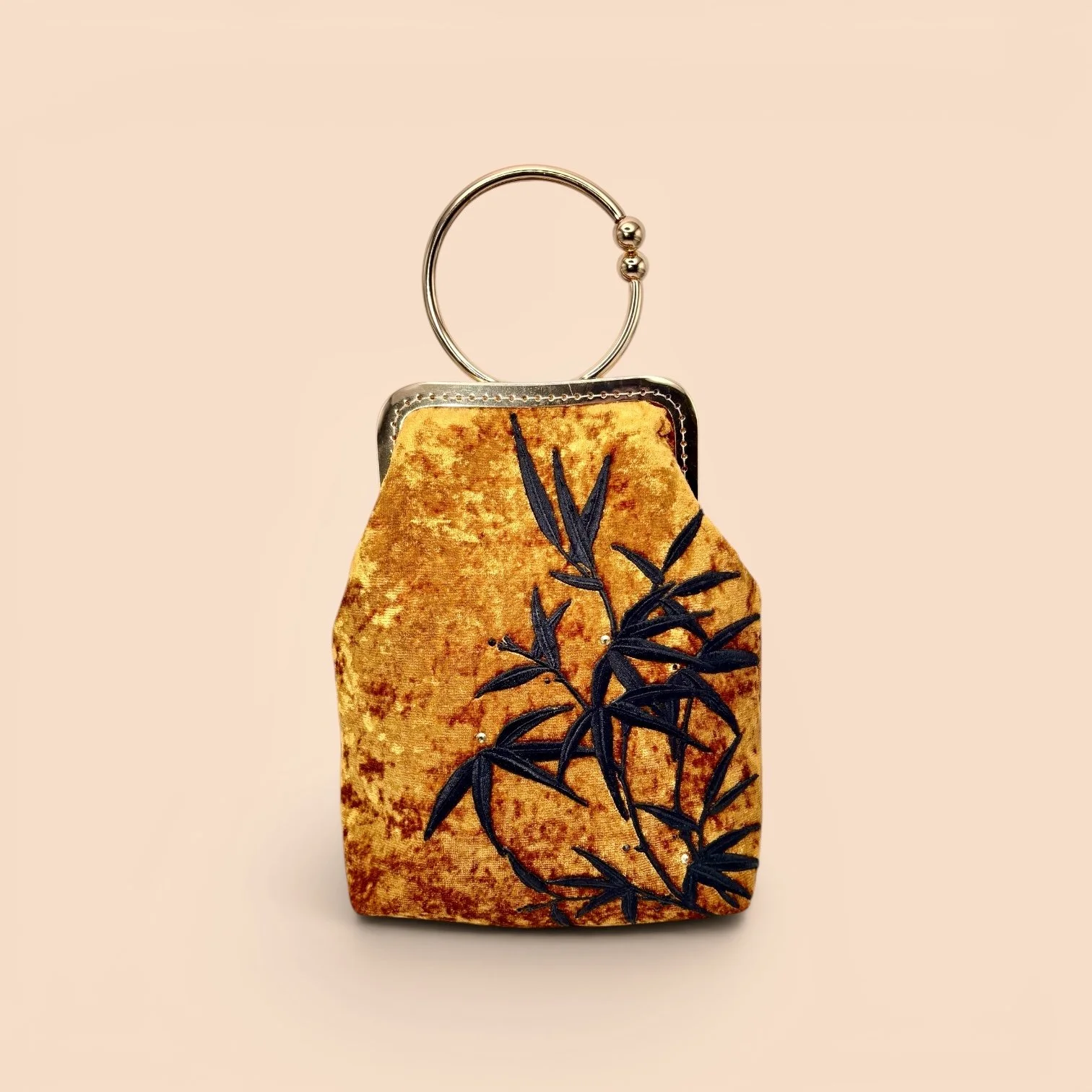 Velvet  Bag with bamboo embroidery