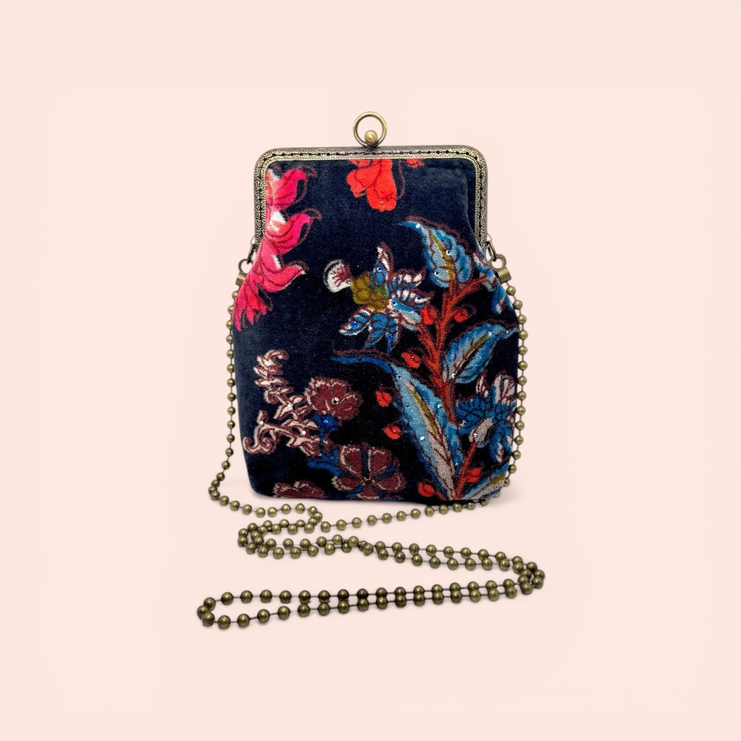 Floral Fantasy Velvet Bag with swarovski
