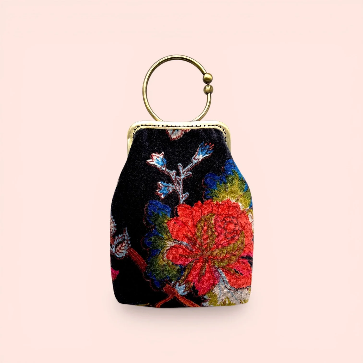 Black Floral Velvet Bag