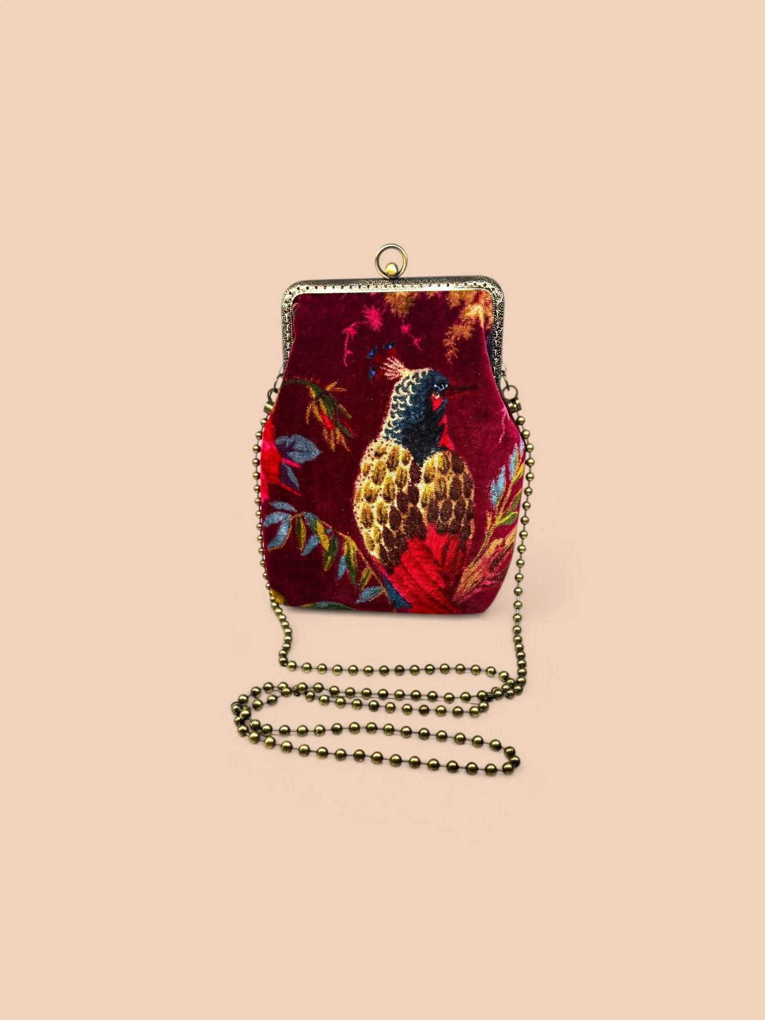 Bordeaux  bag with Bird of Paradise