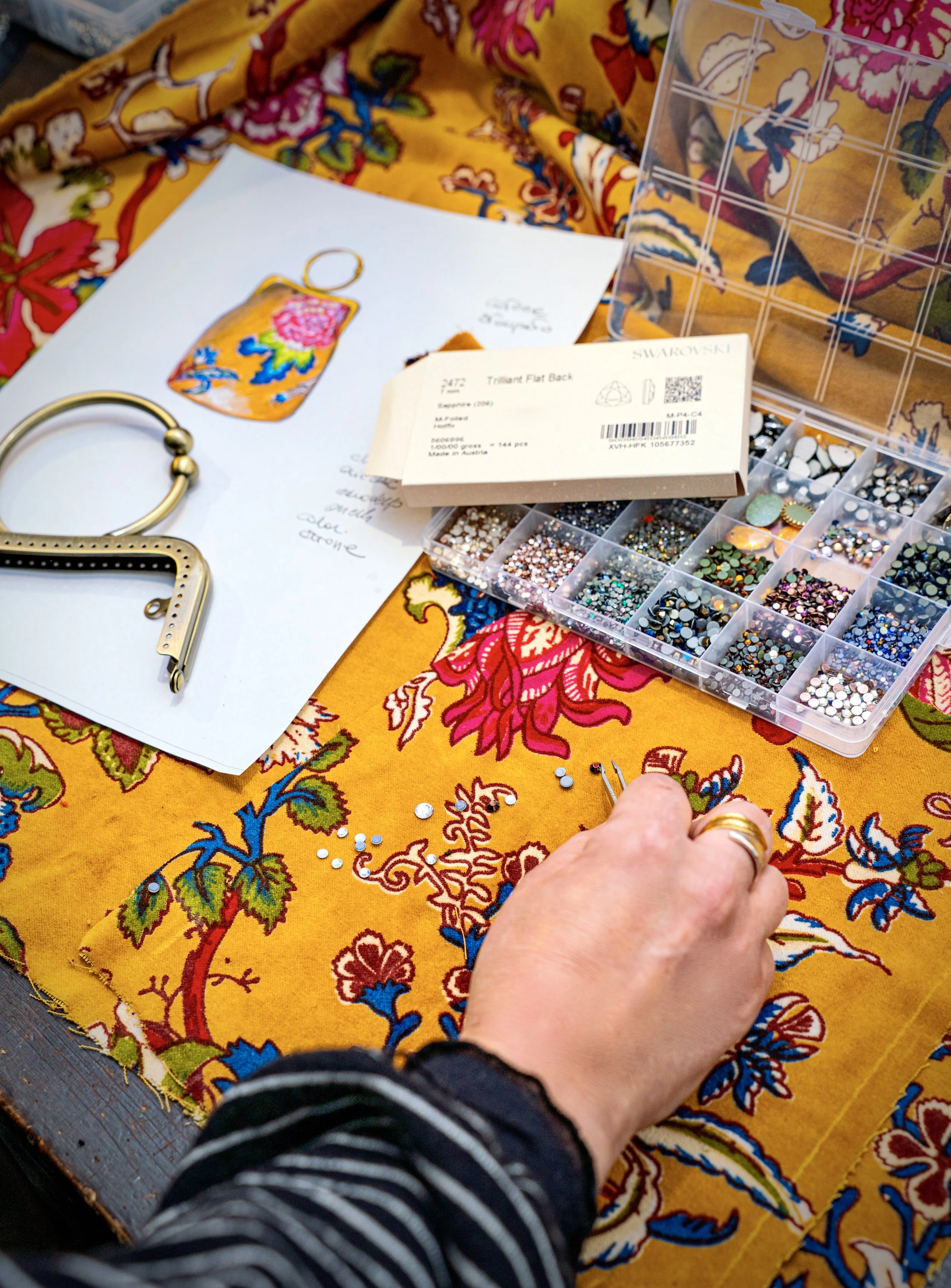 embroidery with rhinestones