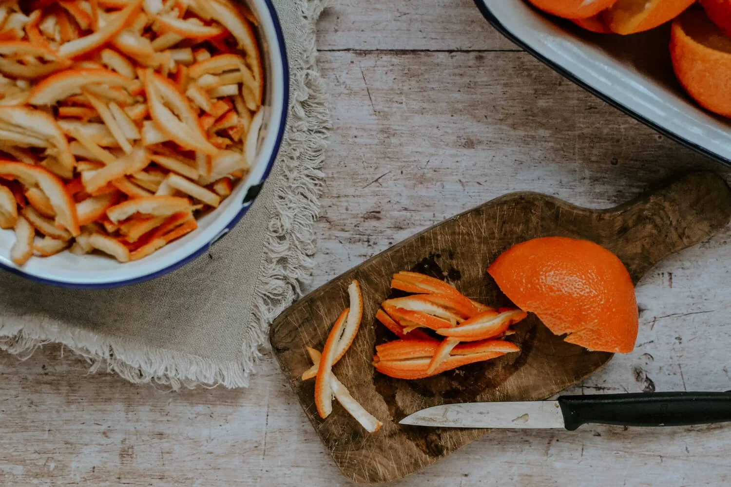 Seville orange rinds being shredded to make into marmalade | A Wholesome Life | Josephine Brooks
