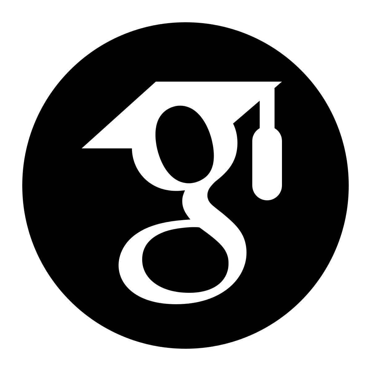 Google Scholar logo with a stylized lowercase 'g' combined with a graduation cap and a bottle.