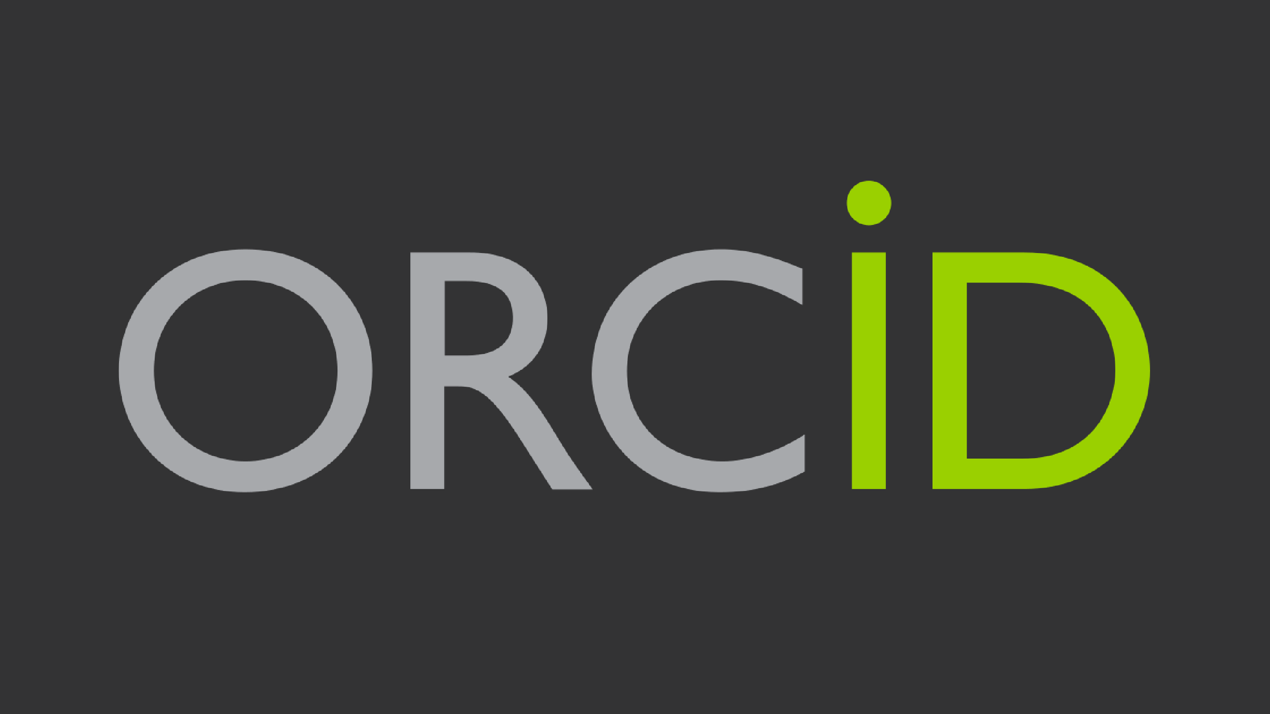 The word 'ORCID' displayed on a dark background, with 'ORC' in light gray and 'ID' in bright green.