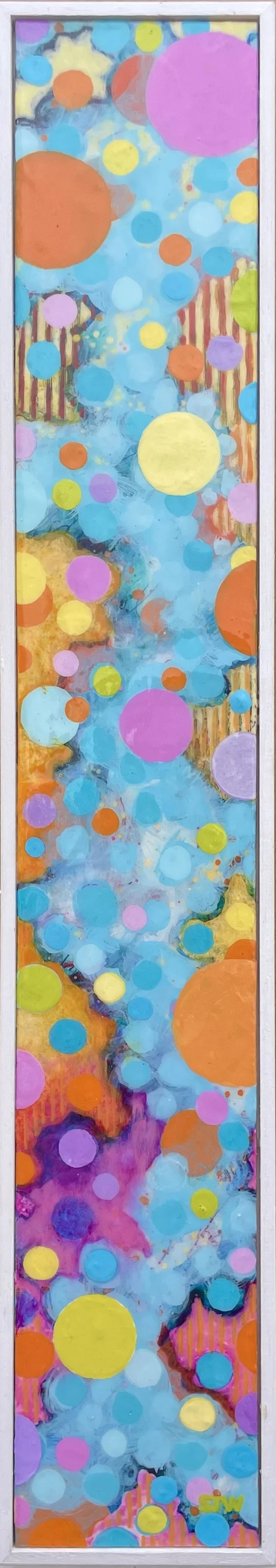Gratitude for Conversation With Friends
(Gratitudes series)

Acrylic on  400gsm paper affixed to wood panel

Artwork framed size 51 cm x 9 cm x 2 cm
White painted wood tray frame

£150

Available from Seventh Circle Art & Aesthetics