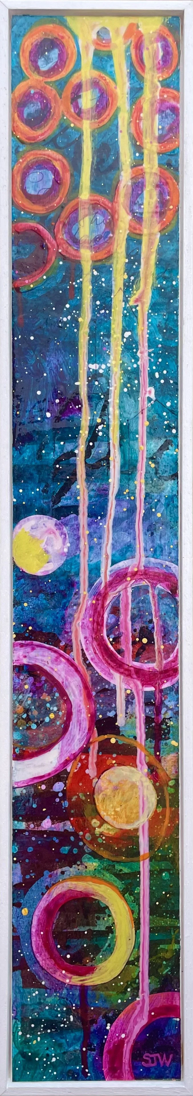 Gratitude for Starry Nights
(Gratitudes series)

Acrylic on  400gsm paper affixed to wood panel

Artwork framed size 51 cm x 9 cm x 2 cm
White painted wood tray frame

£150

Available from Seventh Circle Art & Aesthetics