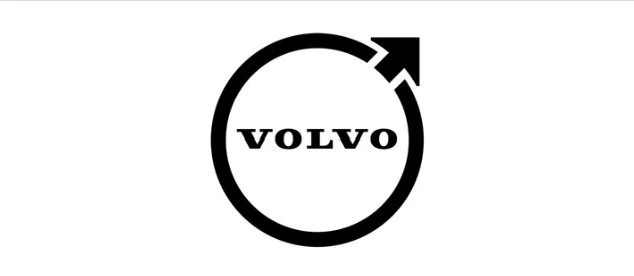 Black Volvo logo with a circle and arrow around the word 'VOLVO' in the center.
