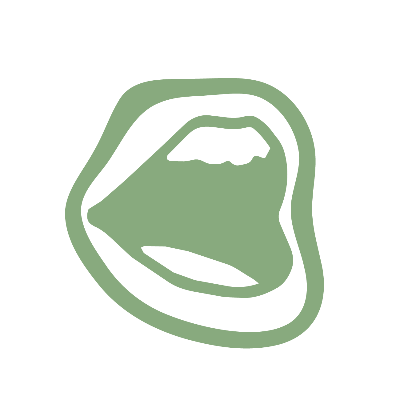 Stylized graphic of a green dinosaur head, open mouth with visible teeth, on a black background.