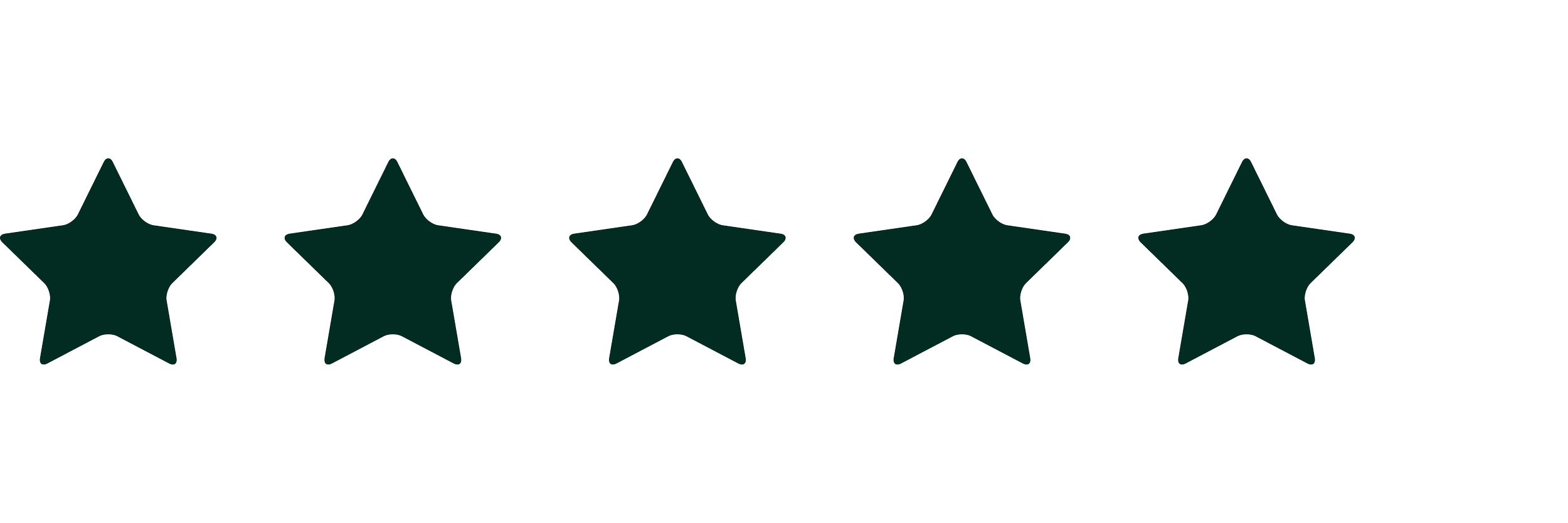 Five black stars representing Leigh on Sea Laser Clinic's 130+ 5 star reviews