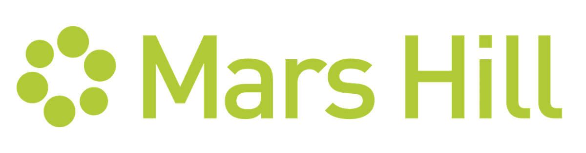 Logo with green circles arranged in a circle next to the text "Mars Hill" in green font.