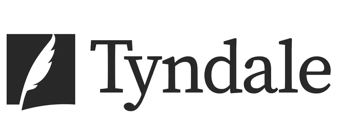 Logo with a stylized feather icon and the word "Tyndale" in black text.