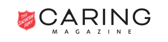 Logo of Caring Magazine with the Salvation Army emblem at the top left.