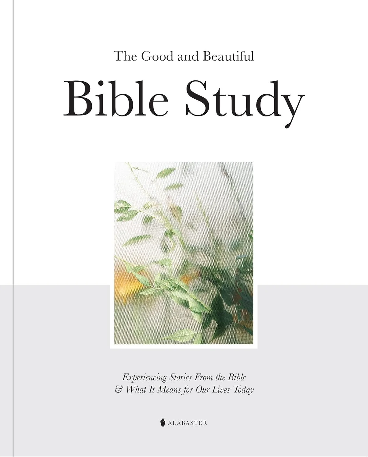 Cover of a book titled "The Good and Beautiful Bible Study" with an image of green leaves and branches.