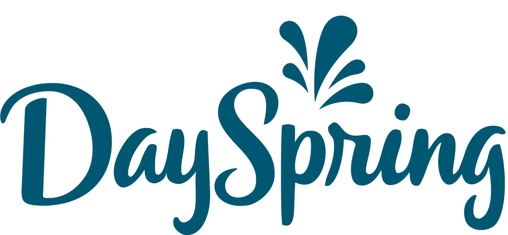 Logo with the words "DaySprout" in cursive font and a water splash design above the "i".