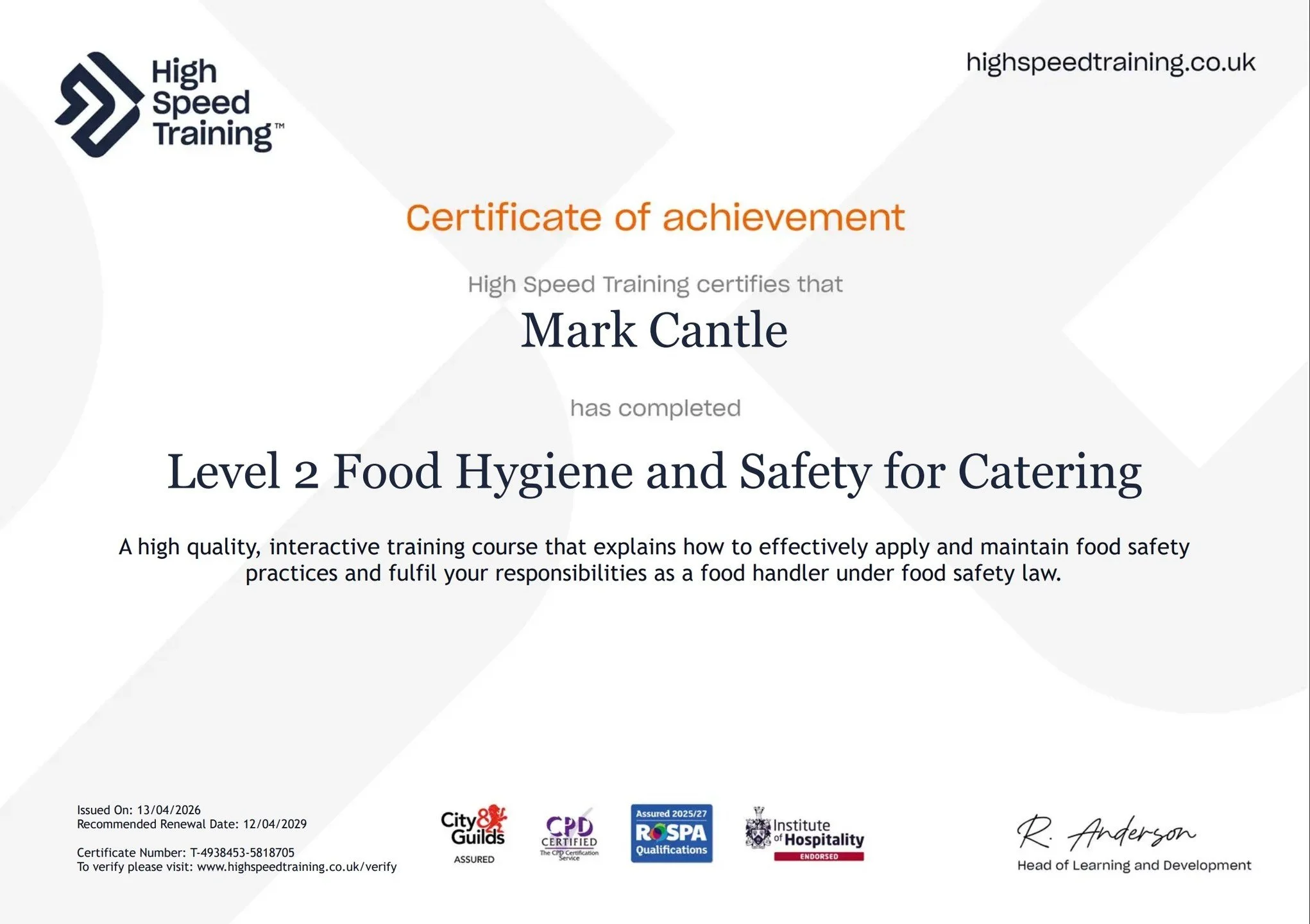 Great to be one step closer to starting my home bakery , still have a couple of things to get in place but shouldn't be too long and I can start selling my home bakes. @highspeedtraining 
#homebakery #hygienecertificate #highspeedtraining #baker #bak