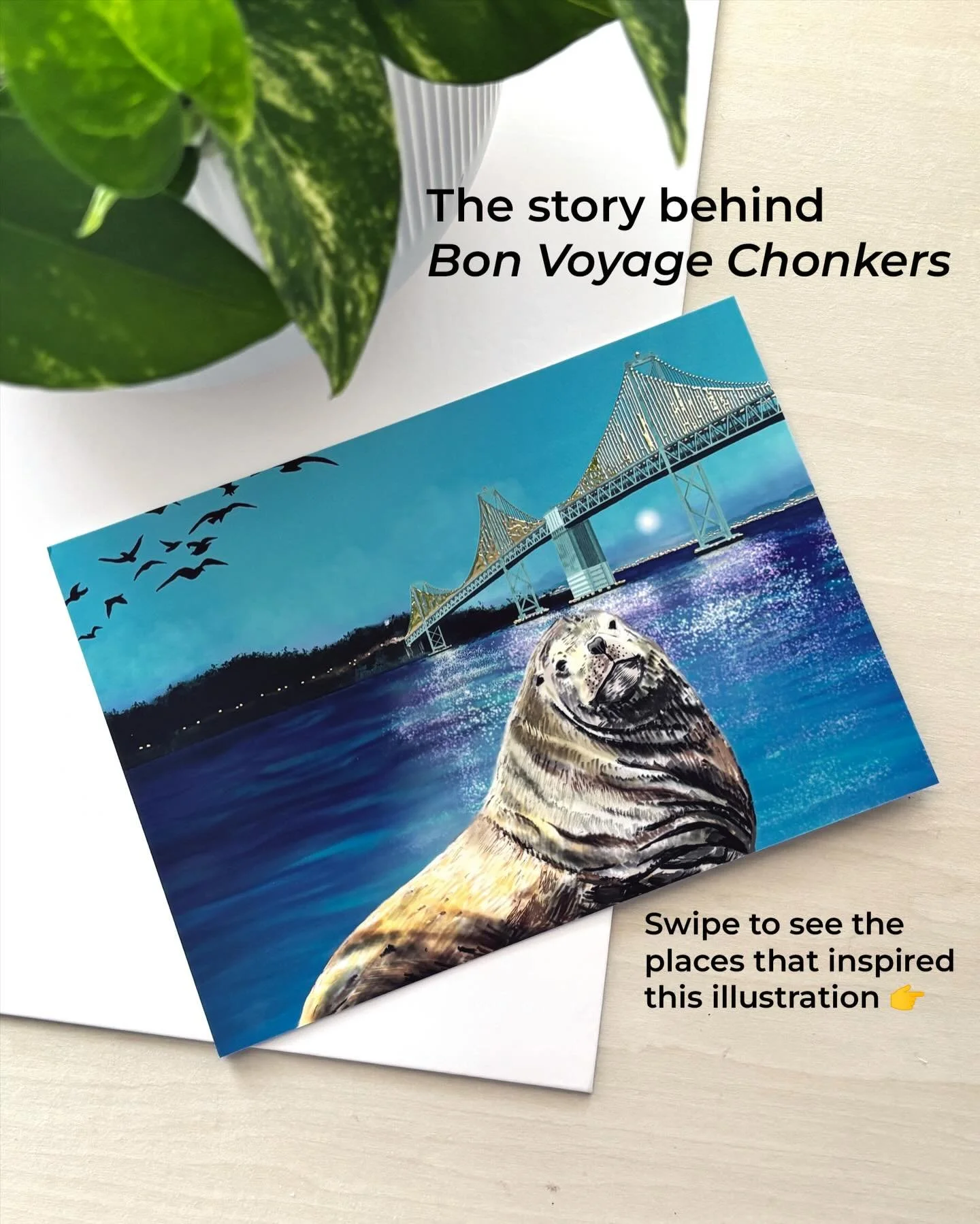 Some illustrations begin with a sketch. This one began with a place. 💙

Bon Voyage Chonkers was inspired by my time living in San Francisco and the many afternoons I spent exploring the waterfront around Pier 39. The boats, the Bay Bridge, and the e