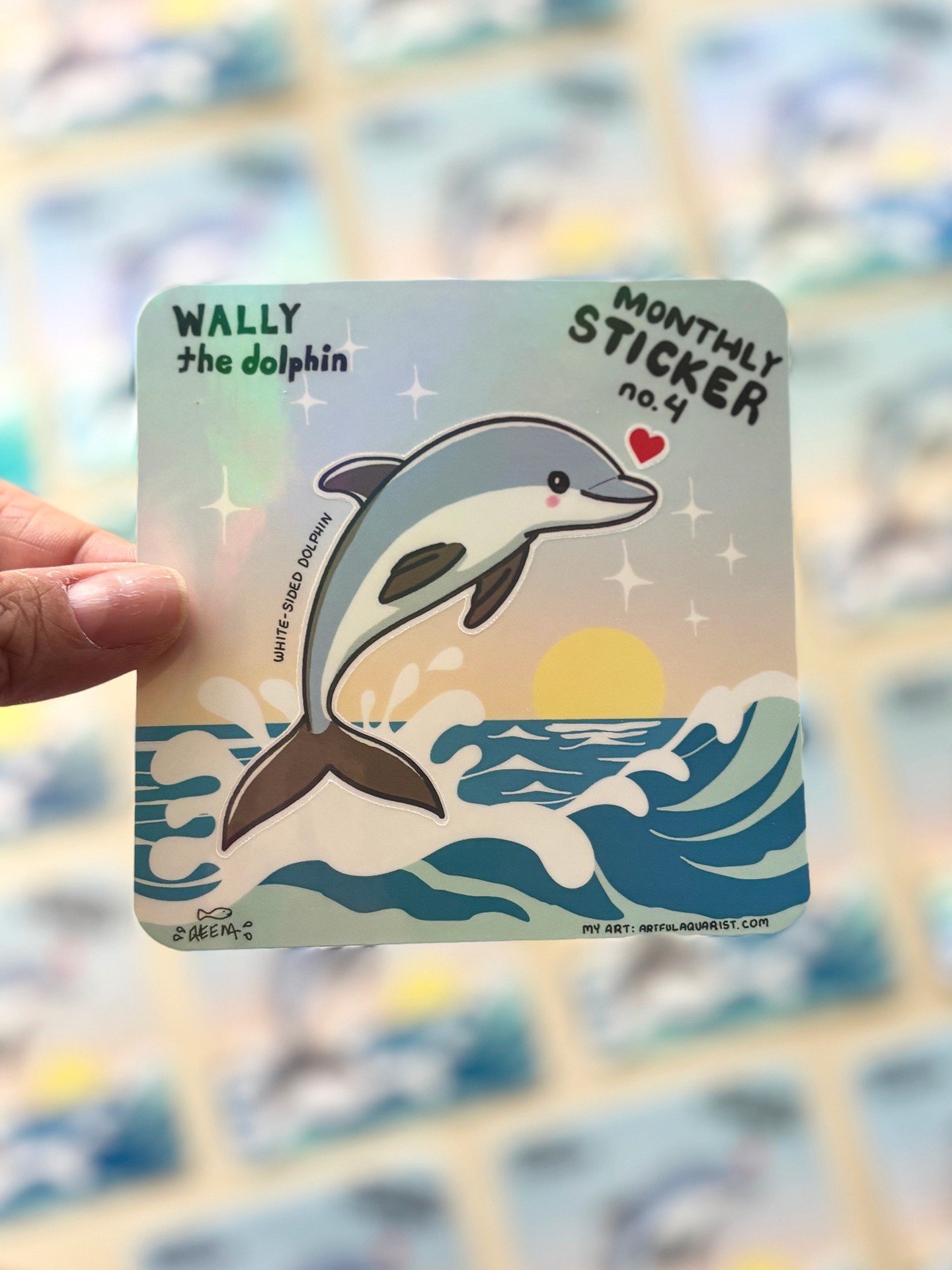 September&rsquo;s Monthly Sticker is making a splash tomorrow, and I&rsquo;m so excited to introduce Wally the White-sided Dolphin, the newest mascot joining the Artful Aquarist Monthly Sticker collection! 💙

Want Wally to swim straight into your co