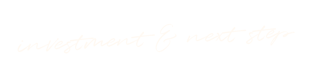 A black background with the white handwritten-style text 'investment & next step'.