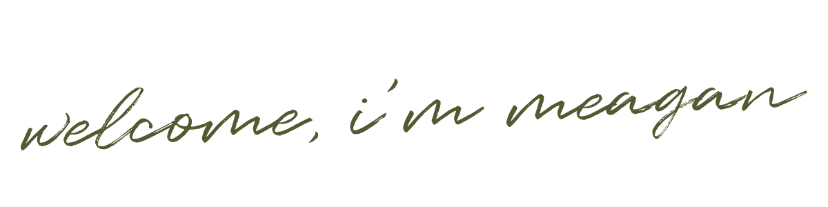 Text on a black background that reads, "welcome, i'm megan" in cursive font.