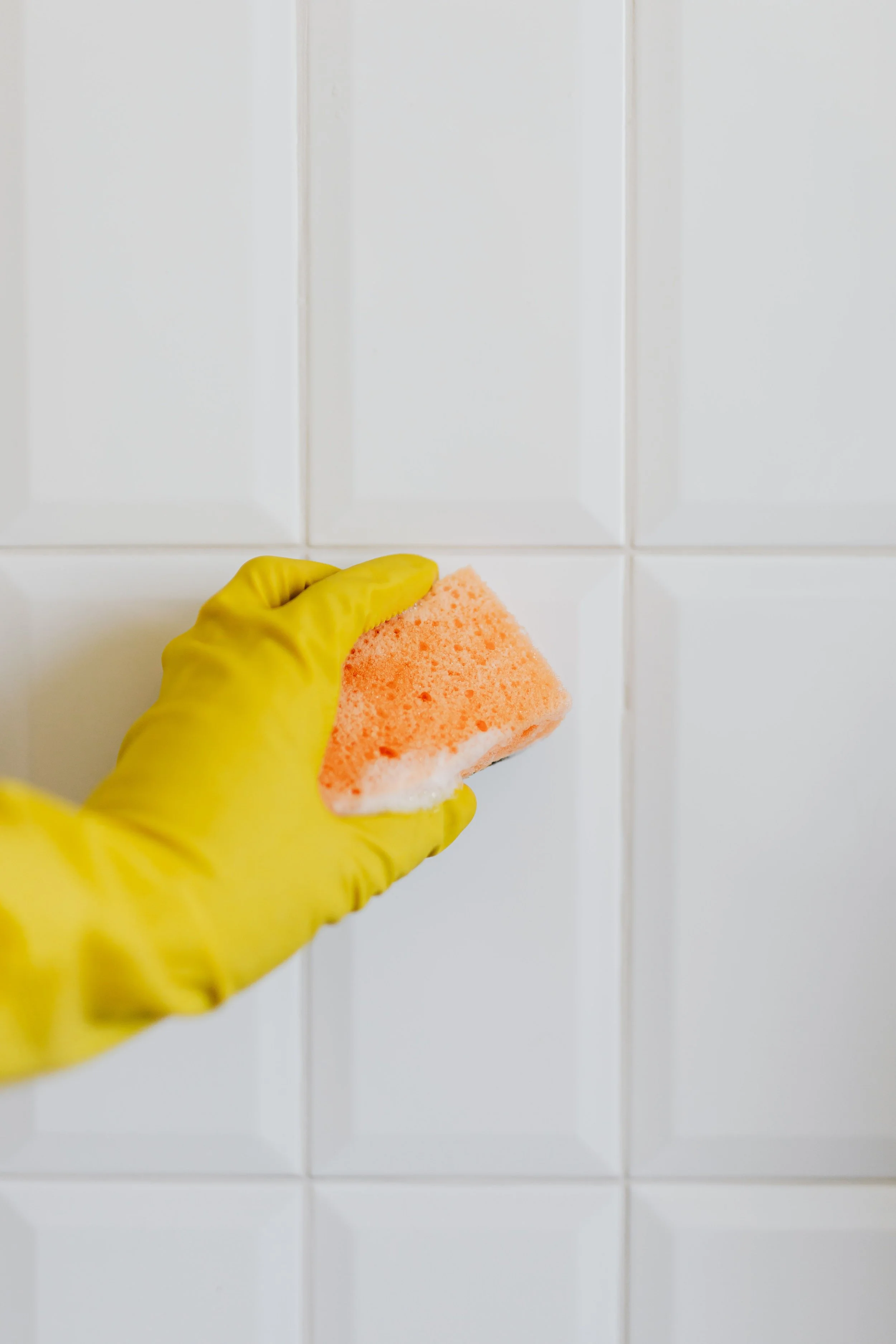Commercial tile and grout cleaning in a business facility.