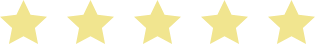 Five gold stars in a row on a white background