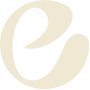 A stylized lowercase letter 'e' in cream color on a transparent background.