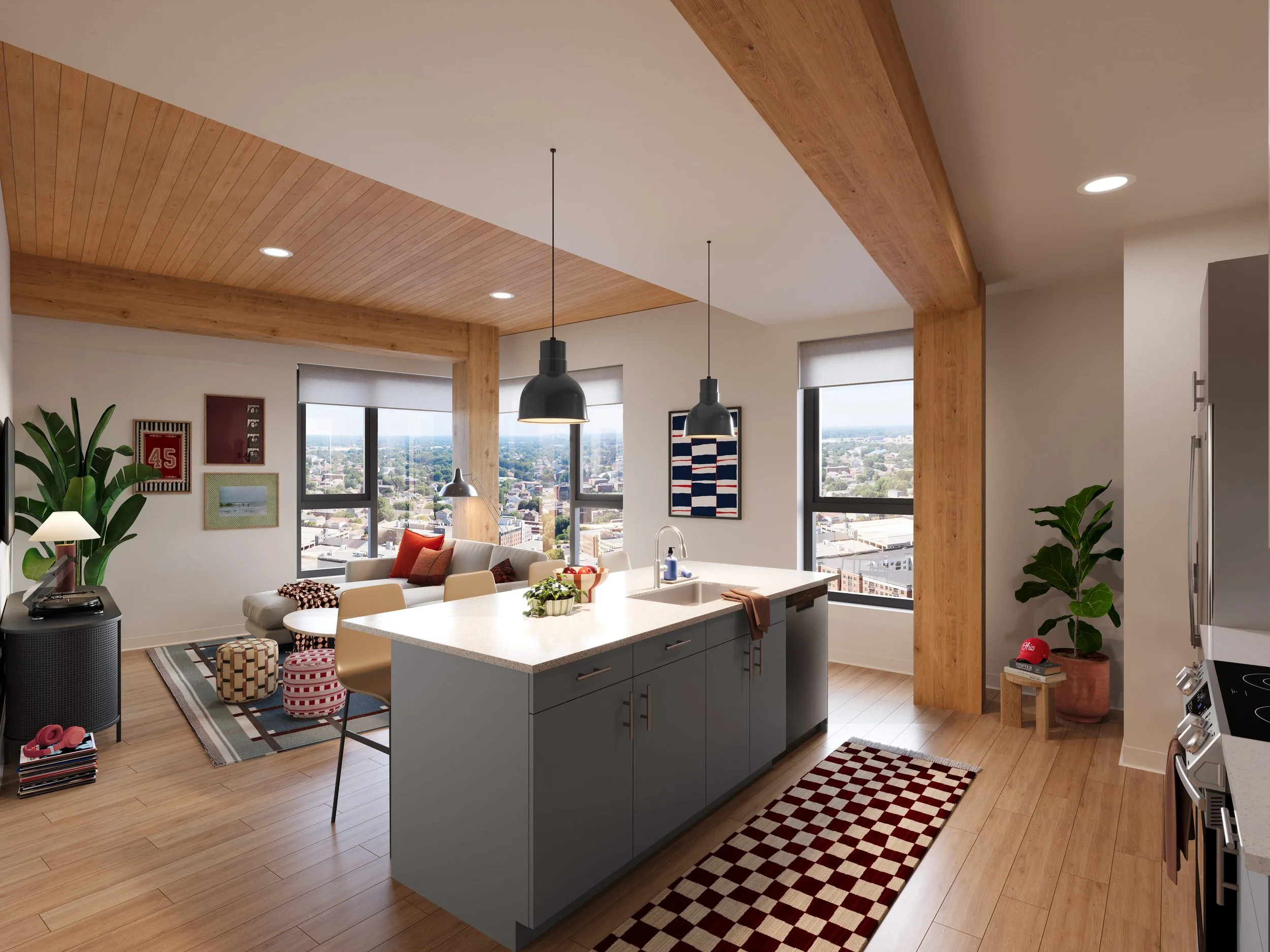 INTRO Columbus | Student Apartments near OSU | Kitchen and Living Room