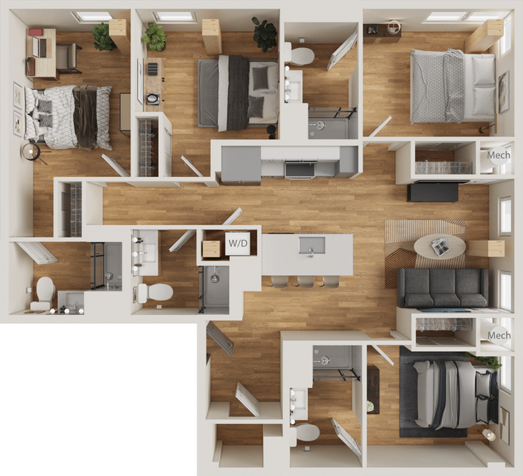 INTRO Columbus D1 floor plan, 1,331 square feet, 4 bed 4 bath in Columbus, OH