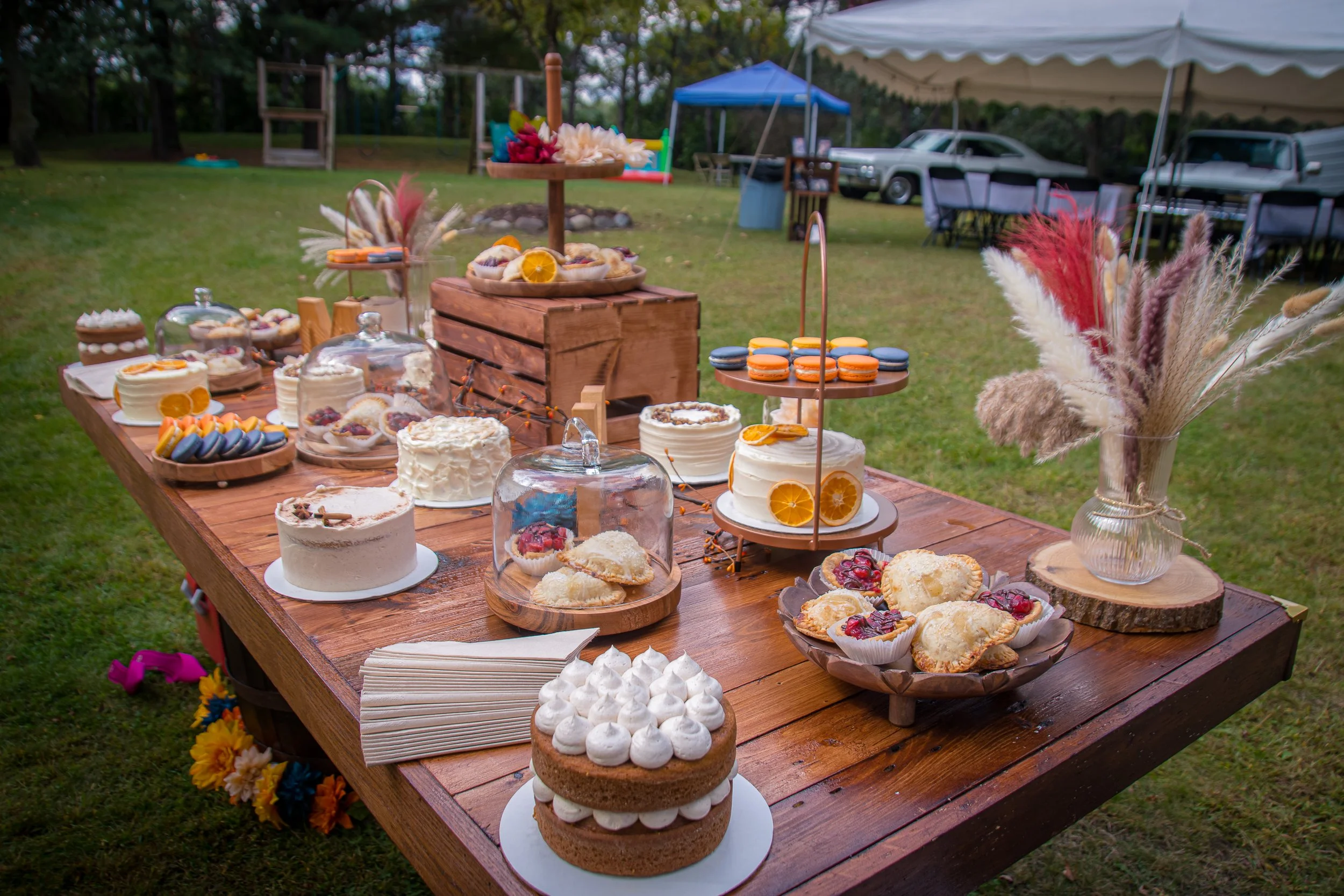 rustic table setup for dessert display and event decor in Coon Rapids MN perfect for parties and celebrations