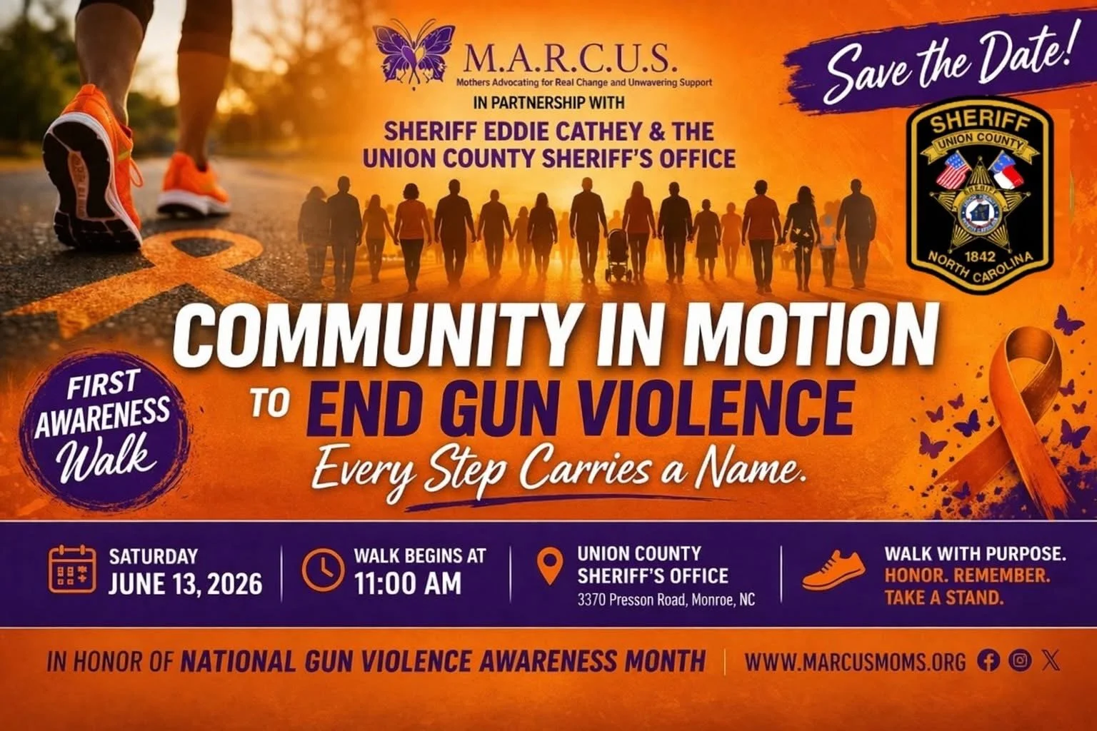 June 13th - Union County Community in Motion Walk to End Gun Violence